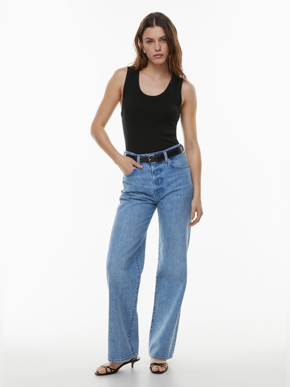 Aritzia denim forum the Farrah high rise wide leg size 28 full length